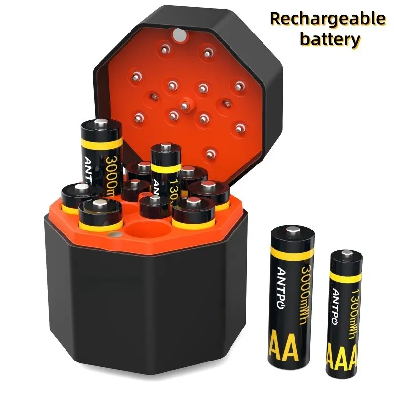 A rechargeable lithium battery compartment, consisting of 8 AA and 4 AAA lithium batteries, suitable for various household appliances, Rechargeable battery bundle
