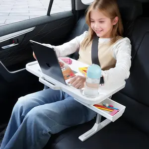 Foldable Car Seat Tray Table, Adjustable Multifunctional Lap Tray for Kids, Portable Car Lap Desk for Laptop Computer Tablet, Rear Seat Tray for Eating/Reading, Travel Essentials Accessories