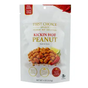 FirstChoiceCandy Kickin Hot Peanuts, Bold & Zesty Chili Lime Flavor, Small Batch Crafted, Kosher, 4 oz Resealable Bag (PACK OF 3)