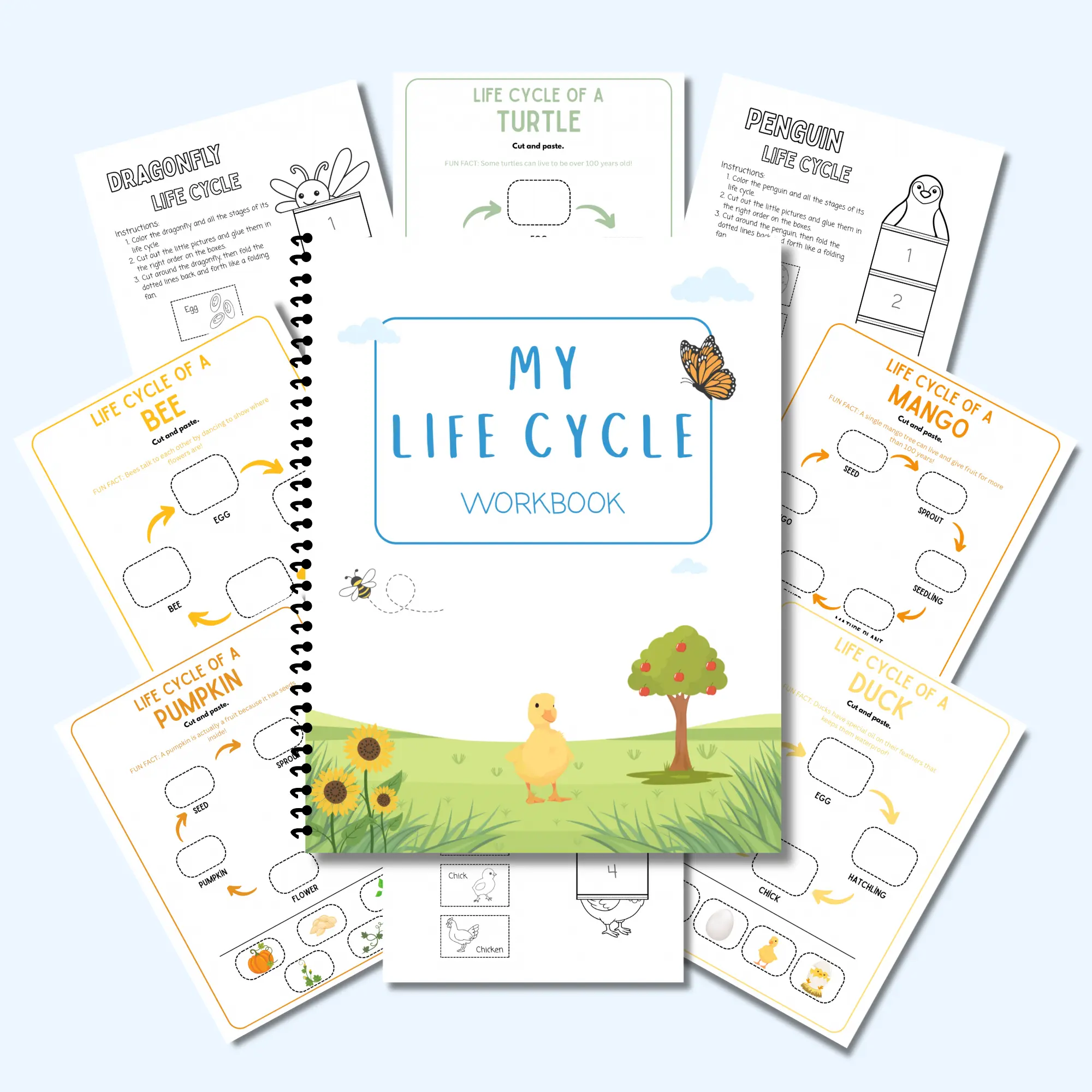 My Life Cycle Workbook for Kids 36 STEM Science Activities, Animals, Insects & Plants, Hands-On Learning, Coloring & Cut-and-Glue for Kids