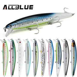 ALLBLUE Flash Minnow 110 Fishing Lure 110mm 5/8oz Glow Jerkbait Wobbler Slow Suspending Plastic Artificial Bait Bass Pike Tackle Artificial Fishing Lures