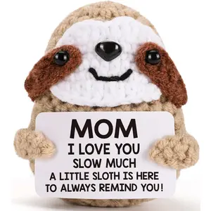 Gifts for Mom Mothers Day - Mom I Love You Sloth Much, Handmade Crochet Funny Cute Small Sloth Unique Presents for Mama Bonus Step Mother Mother's Day Birthday Stocking Stuffers from Daughter