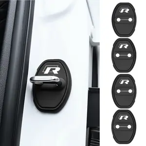 4pcs Silicone Car Door Lock Cover Sticker, Car Accessories, For Volkswagen VW Caddy Scirocco Beetle Touareg Tiguan Touran T-ROC Golf 4-7 T4 T5 Sharan Passat B5-B7 Polo Jetta Magotan