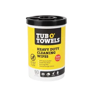 Tub O' Towels TW90 Heavy-Duty 10" x 12" Size Multi-Surface Cleaning Wipes, (10" x 12" wipes) Per Canister, Pack of 1, 90 Count Total