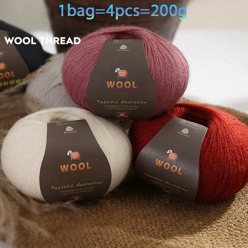 Premium Wool Cashmere Yarn Thread, Medium Fine Wool Knitted Knitting Skeins for DIY Sweater Scarf Crochet, High-Quality Handmade Craft Supplies, Crocheting Supplies
