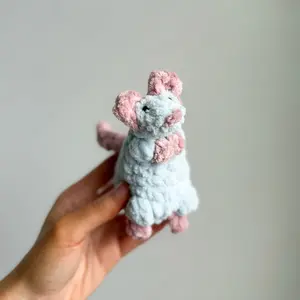 Remy the Rat Hand-Crocheted Plushie Soft Velvety Chenille Yarn Perfectly Squishy Body for Cuddles Fidgets or Shelf Decor