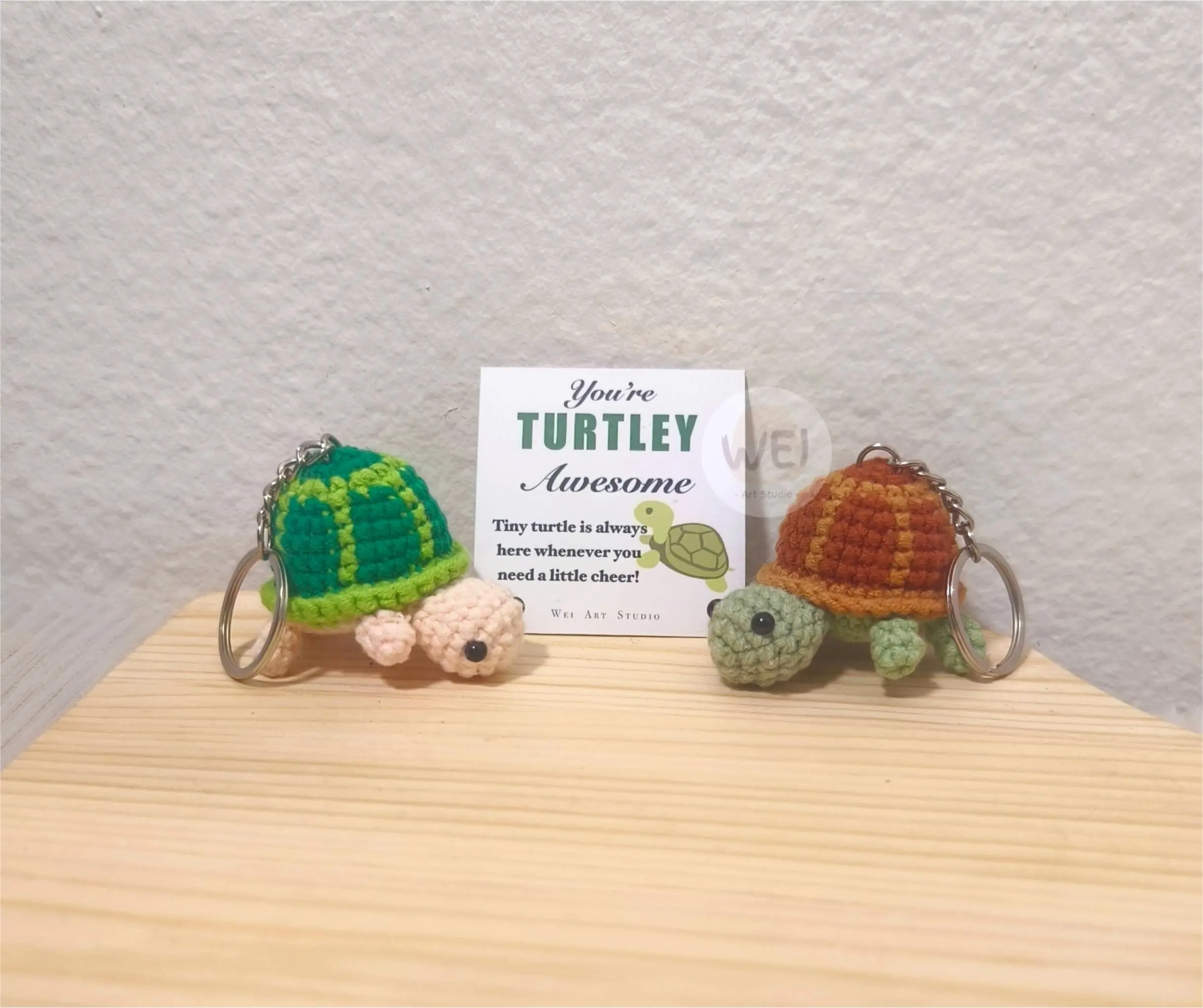 Crochet Turtles keychain, You're TURTLEY AWESOME Turtle,Handmade, Amigurumi, Cheer Up Gift for Coworker, Good Luck Charm, cute gift