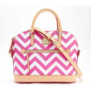 Dooney & Bourke Coated Cotton Chevron Domed Zip Satchel