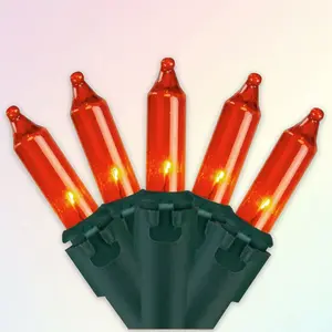 Northlight Mini Incanscent Christmas Lights - Orange - 20.25' Green Wire - 100ct