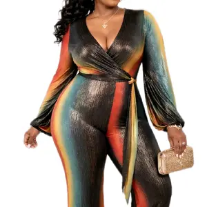 Sunset Luxe Metallic Jumpsuit - Elegant Wide-Leg Wrap Style Rompers in Silk for Parties and Special Occasions - Womenswear Overalls