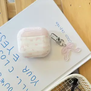 Striped Floral Bow Earphone Case for Apple AirPods Pro 2/pro/AirPods 4/AirPods 3/AirPods 2, Fashionable Women's Design, Flower