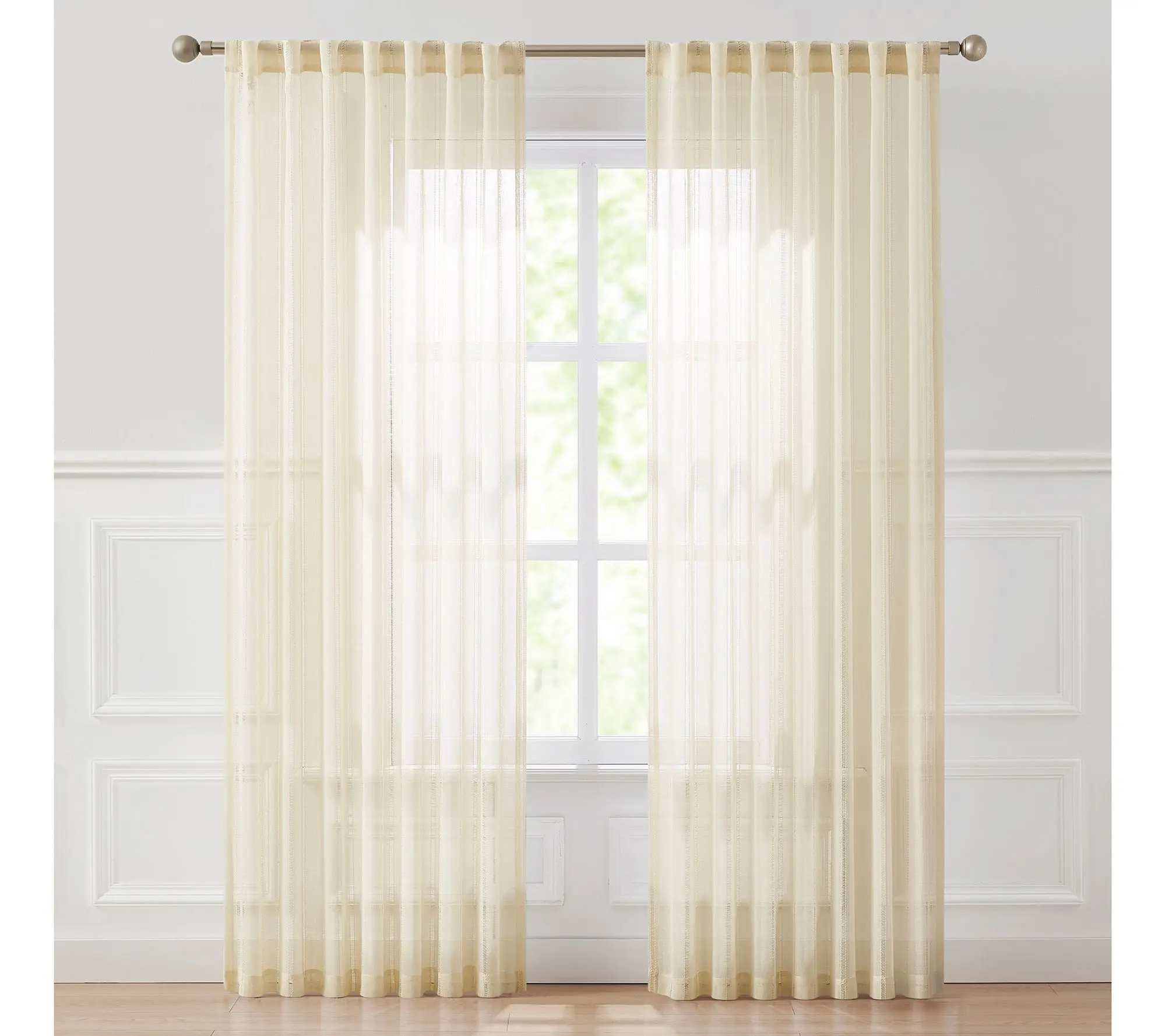 Lush Decor Calia Textured Stripe Sheer Window Curtain 2 Panels