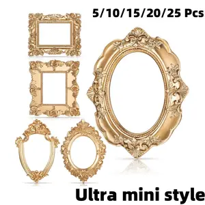 5/10/15/20/25 Pieces of Mini Vintage Resin Photo Frames, Gold Antique Photo Frames, Desktop Jewelry Display Racks, Christmas/holiday/party Decorations