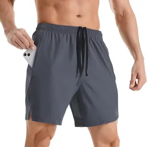 Men's 7" Athletic Running Shorts Lightweight Quick Dry Gym Workout Shorts with Zipper Pockets