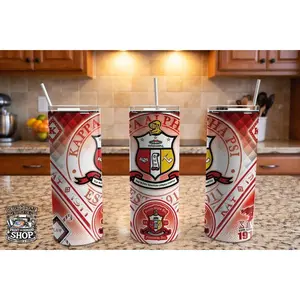 20oz Skinny Tumbler – Kappa Alpha Psi Inspired Red & Cream Design – Stainless