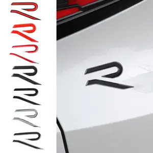 Car New R Logo Decals Side Body Trunk ABS Stickers For Volkswagen VW Golf 4motion MTM Blue Motion Polo Scirocco CADDY Beetle Passat Touareg Jetta Tiguan Touran TSI TDI R32 MK4 Sticker For Cars Vehicle Exterior Decoration