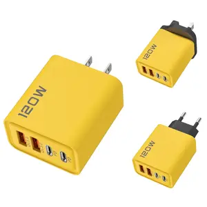 Portable 120W USB-C 4-Port Electric Fast Charger for Cell Phone Laptop Camera and more - US Version Quick Charging Multiple Ports