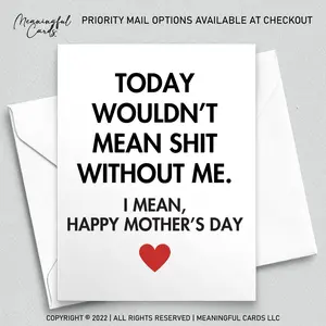 Funny Mother's Day Card: Rude Inappropriate Joke