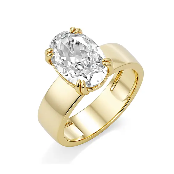 PYREIA 14K Gold Plated Oval Stone Ring - Unique Beautiful Promise Ring for Everyday, Special Occasions, Available in Multiple Sizes, Unique Rings