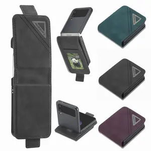 WWH Luxury Leather Phone Case For Samsung Galaxy Z Flip 7 FE 6 5 4 3 5G Flip6 Flip7 Card Holder Wallet Bag Protective Cover Etui