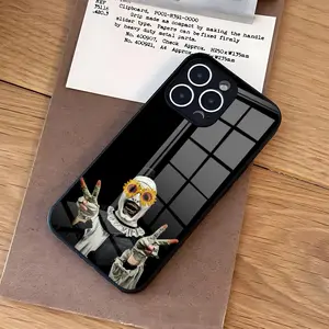 Art the Clown horror T-Terrifier Phone Case For iPhone 17 Air 16 e Pro Max 15 14 13 Mini 12 Pro 11 Max Plus Black Glass Cover