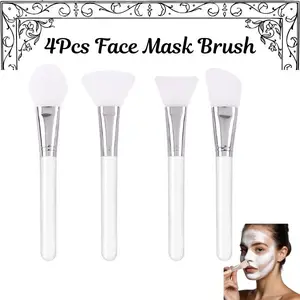 4PCS Silicone Face Mask Brushes Set – Soft Flexible Applicators with Multiple Brush Heads for Clay Masks, Aloe Vera Gel, Creams & Lotions
