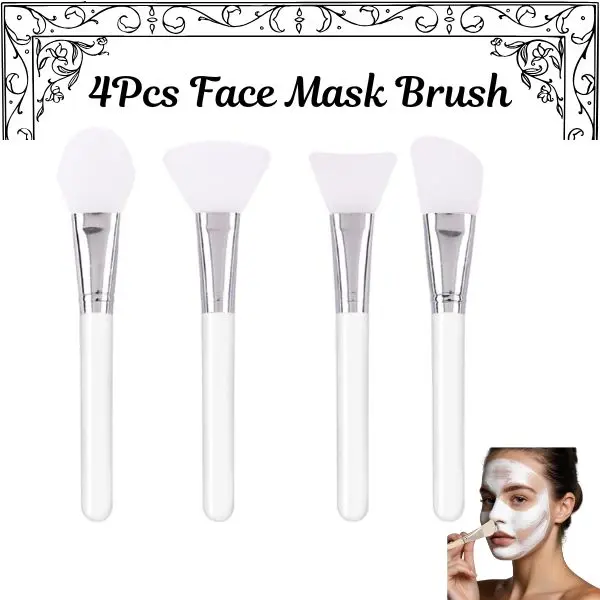 4PCS Silicone Face Mask Brushes Set – Soft Flexible Applicators with Multiple Brush Heads for Clay Masks, Aloe Vera Gel, Creams & Lotions