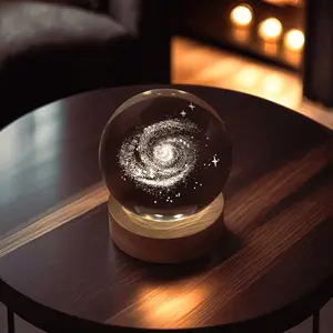 Custom Solar System Night Light with Personalized Astronomy Glass Ball, Space Crystal Ball, Star Design, Ideal for Anniversaries & Valentine's Day Gifts