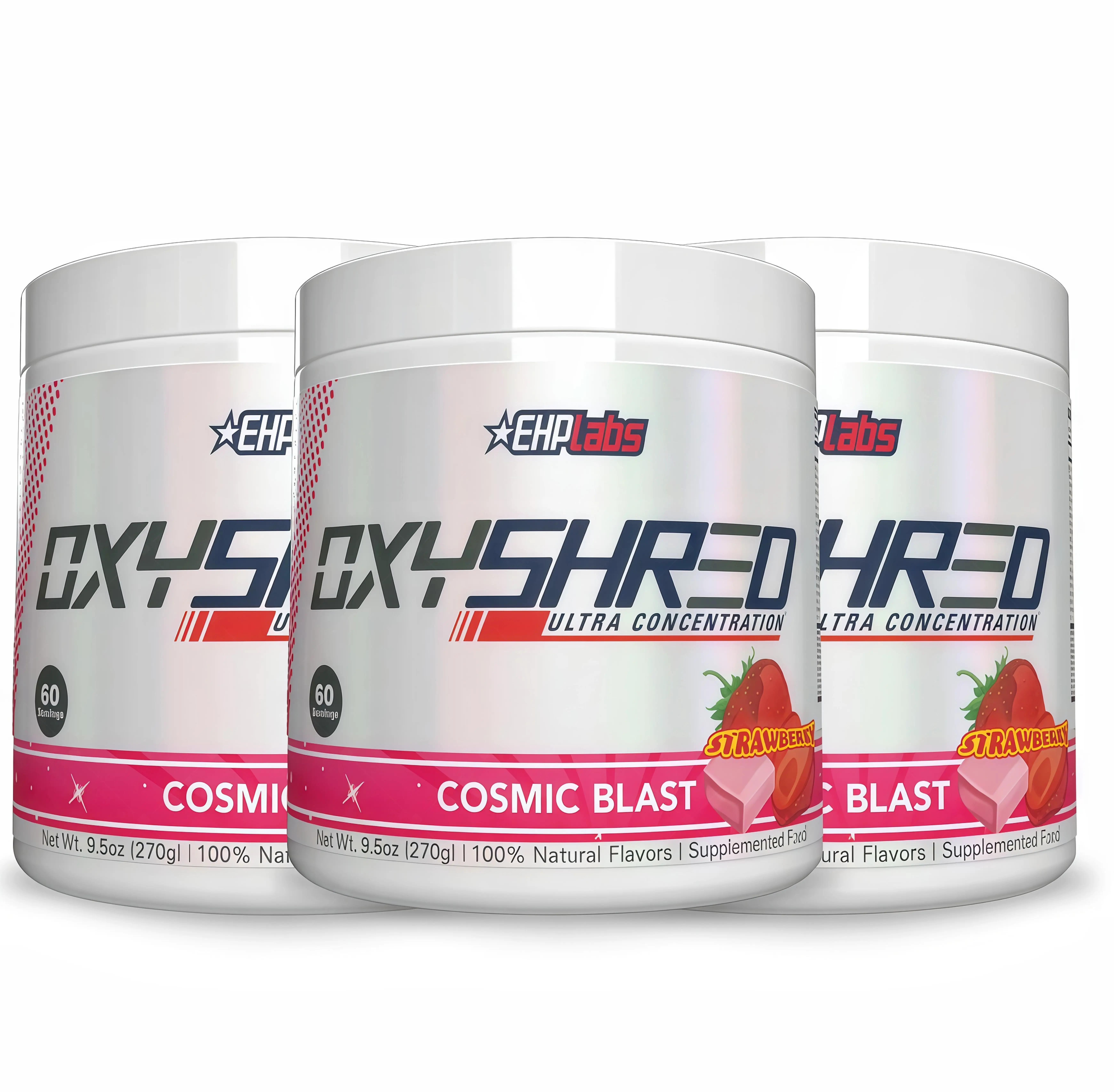 3 Botte EHPlabs OxyShred Ultra ZA Concentration Pre Workout Powder 60 Serves 150mg Caffeine Sugar Free Vegan Friendly GlutenFree Men Women Health Fitness Supplements Cosmic Blast Flavor