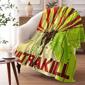 U-Ultrakill Game Throw Summer Flannel AC Throw Blanket, Ultra Soft Lightweight Breathable Comfort, Skin-Friendly No Shedding, Perfect for Office Chair Sofa Bed Air Conditioned Room Travel Camping Home Use, Durable Easy Care Cozy Gift Idea