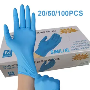 20/50/100pcs Blue PVC Nitrile Disposable Durable Cleaning Gloves, Home Clean, Outdoor Hygiene, Beauty Salon, Pet Care, Household Tools