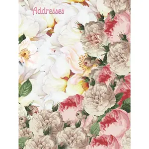 Addresses: Large Address and Password Book Combo with Floral Cover. Alphabetical Organizer for Contacts, Phone, Birthday, Anniversary, Email, Website, Username, Internet Password and Notes. - Hardcover