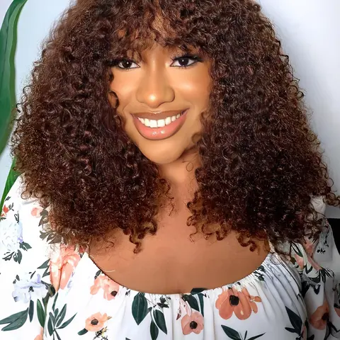 Black Pearl 12" 10“ 14”Natural Black Ombre Blonde T1B/33 Kinky Curly Bob Wig 180% Density Brazilian Remy Human Hair Pre-Styled Bangs & Glueless Design Highlighted Short Curly Wig for Black Women  Wash & Go Protective Style Human Hair Wigs