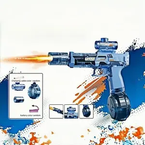 Electric Continuous Fire Water Gun with LED Lights, Kids Outdoor Powerful Water Toy, Summer Fun Essential, Father's Day Gift, Includes Battery