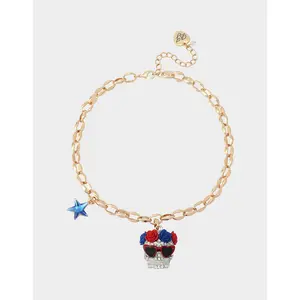 Betsey Johnson AMERICANA SKULL PENDANT NECKLACE RED