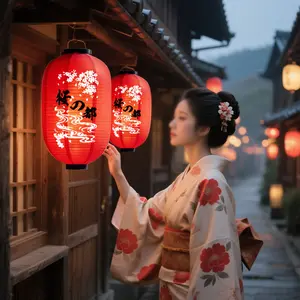 Japanese Style Lantern, 1 Count Sakura Pattern Hanging Lantern, Hanging Decor for Home, Restaurant, Cafe, Window, Holiday Celebration, Ornaments