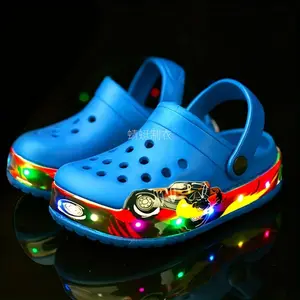 NewYoungsters' Glow-in-the-Dark Clogs - Cute Cartoon LED Light-Up Sandals for Boys & Girls, Non-Slip Soft Sole, EVA Material, Perfect for Indoor/Outdoor Play, Beach, and Summer Fun Slippers Novelty baby shoes-LIU