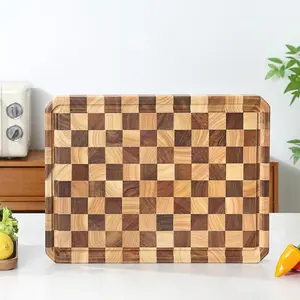 Large   Board for Kitchen with Juice Handles  Chopping Board Cheese Charcuterie Board (Checkered  board)