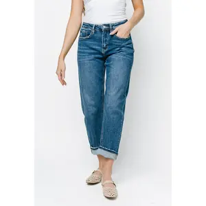 Sadie Barrel Jeans - Dark Wash Denim with Relaxed Fit