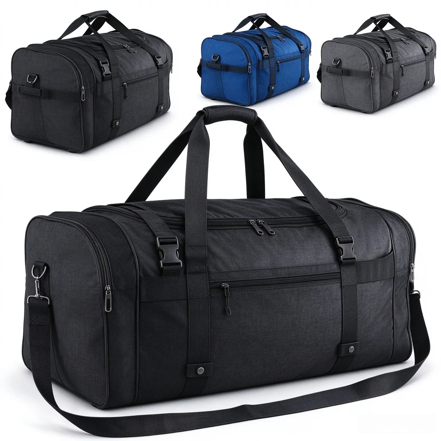 70L Large Duffle Bag for Travel - Men & Women, Foldable Gym Duffle Backpack, Heavy Duty Canvas Duffel Weekender Luggage Bags, Crossbody/Handheld with Multiple Pockets Portable for Camping Outdoor Activities
