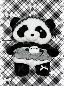 Evil Panda Plush Backpack - Kawaii Punk Fashion Accessory Bag with Spiked Collar, Handcuff Detailing