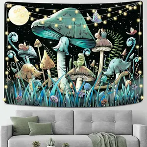 Mushroom Tapestry Moon Stars Tapestry Colorful Snake Snails Tapestries Aesthetic Green Nature Plant Tapestry Mushroom Decor Wall Hanging for Bedroom Dorm