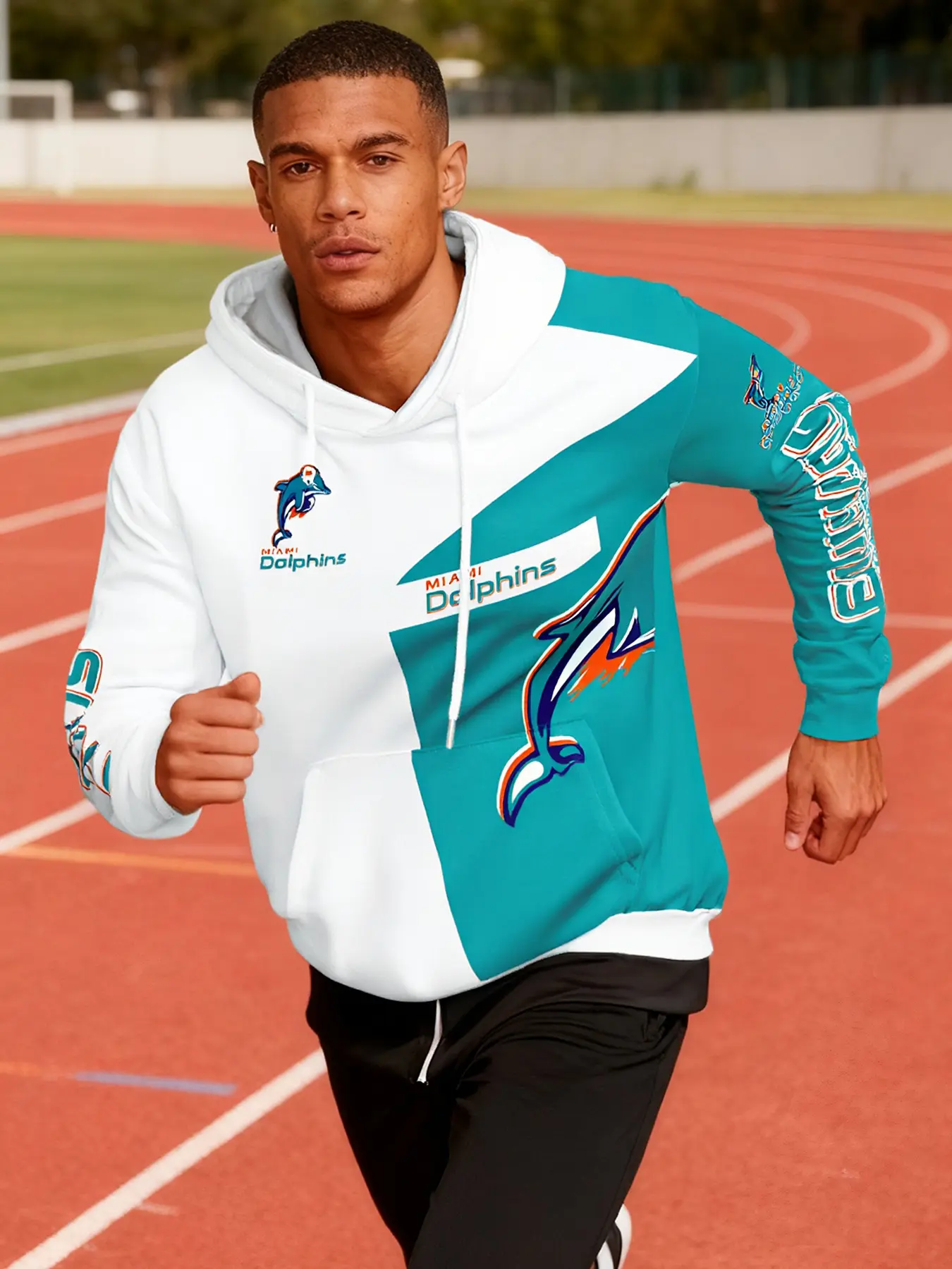 Men's Miami Dolphins Hoodie, Outdoor, Nfl Football Fan Gear, Sporty Casual Long Sleeves Hooded Sweatshirt, Breathable Fabric, Best Gift, All Seasons