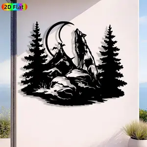 1pc Vintage Wolf Metal Wall Art, Aesthetic Wall Decor, Vintage Wolf Statue Mural, Iron Craft, Perfect for Living Room, Garden, Zoo Corner Decor, Intricate Craftsmanship, Artistic Metalwork, Christmas Decor, Decoration Items, Ideal Gift for Nature Lovers
