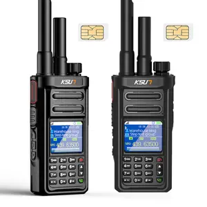 KSUN CT58 UHF Ham Radio Long Range Global Walkie Talkie 1000 Miles with Data Cards, 4G Network Radio Portable Dual PTT & Antenna POC Two-Way Radio, 16CH Rechargeable for Industrial/Work (2-Pack) Audio Plastic