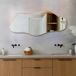 Irregular Mirror, Asymmetrical Frameless Mirrors, 40"x17.7"  Abstract Wall Mirror Decorative, Modern Cloud Shaped Mirrors for Living Room Bathroom Bedroom Hallway Entryway Fireplace