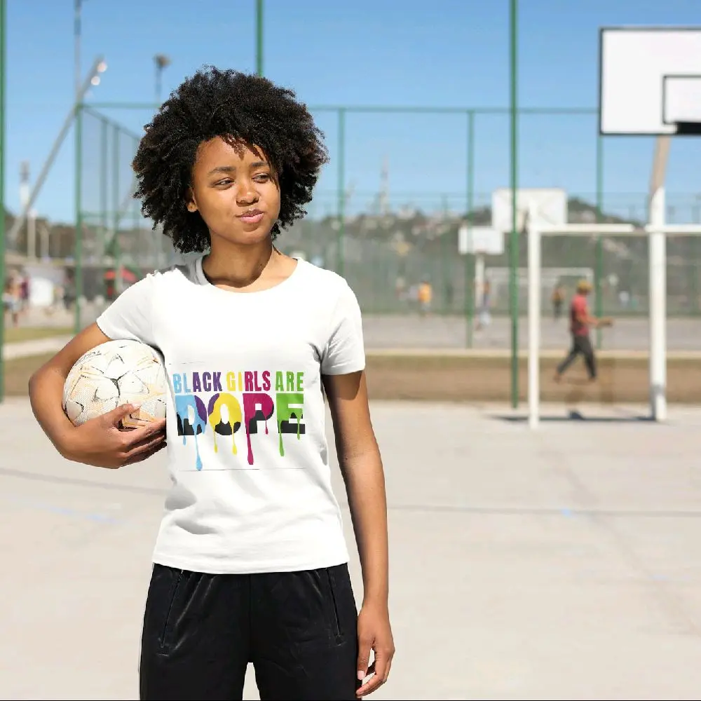 Black Girls are Dope T-Shirt with Colorful Graphic Design and "DOPE" Text Top Tshirt Summer Womenswear Casual Comfort Streetwear