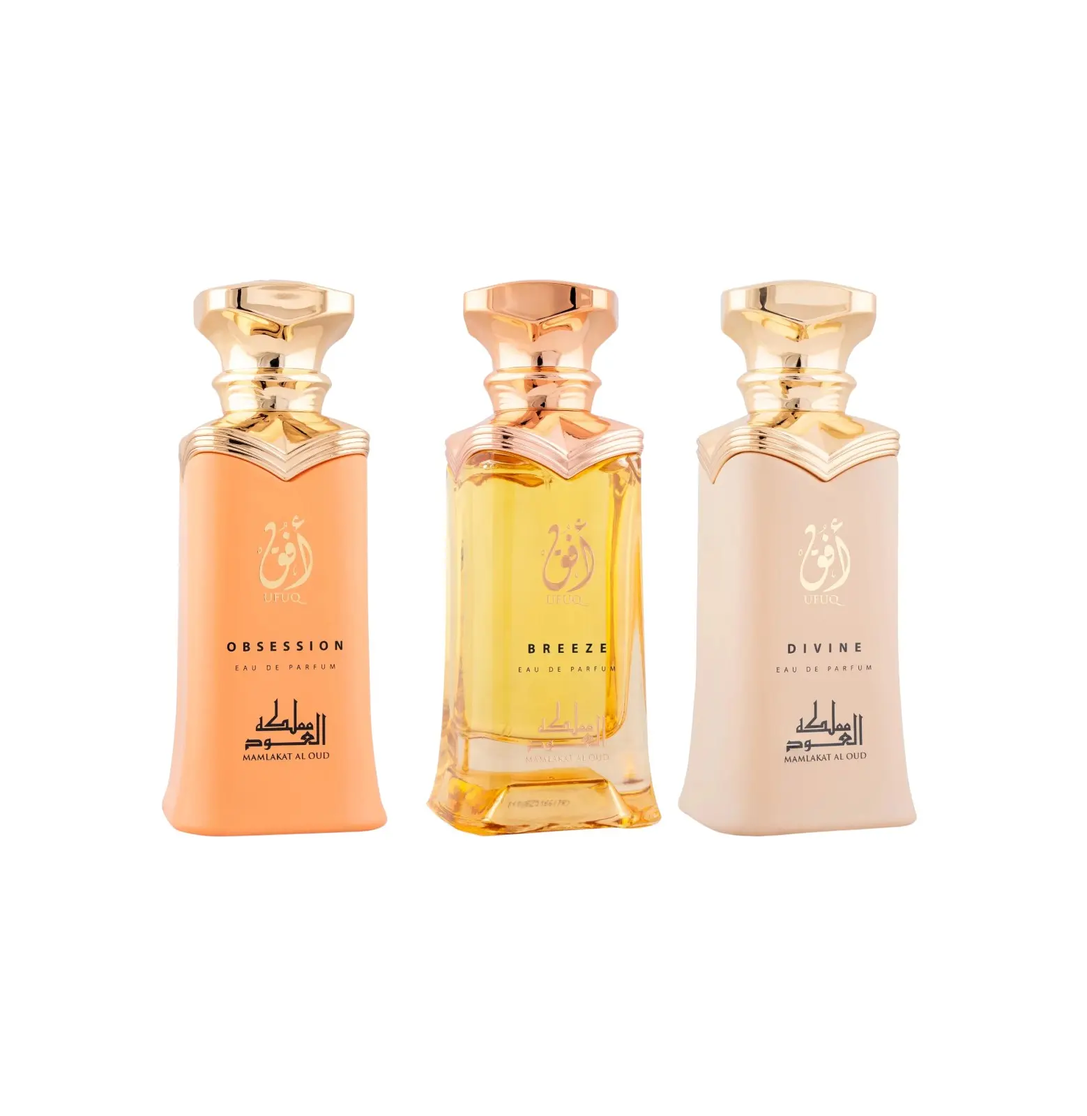 (3pc Bundle Pack) Ufuq Obsession, Ufuq Breeze + Ufuq Divine by Mamlakat Al Oud EDP Spray, 3.4oz