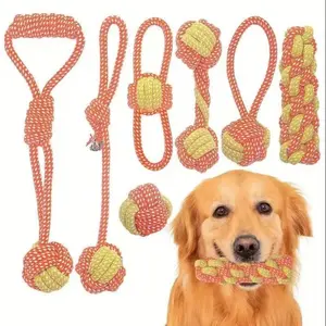 7pcs Dog Chew Rope Toys, Puppy Tug Rope Tough Teething Rope, Safe and Non-toxic Chew Rope for Teeth Cleaning and Chewing, Suitable for All Breeds of Teething Pets, Large and Small