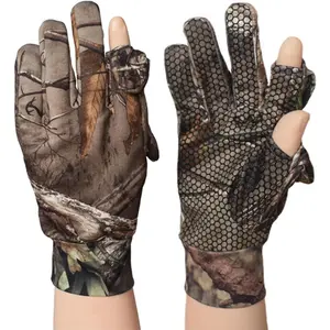 Camouflage Hunting Gloves, Lightweight Full Finger/Fingerless Gloves Anti-Slip Camo Bow Glove Outdoor Tactical Hunting Gear Archery Accessories for Turkey Fishing Airsoft